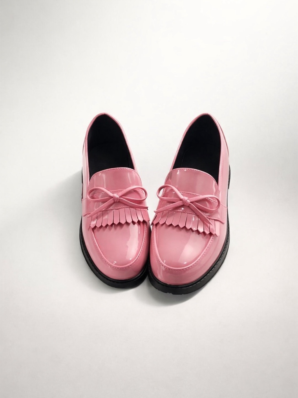 Women’s Pink Patent Loafer with Fringe and Bow